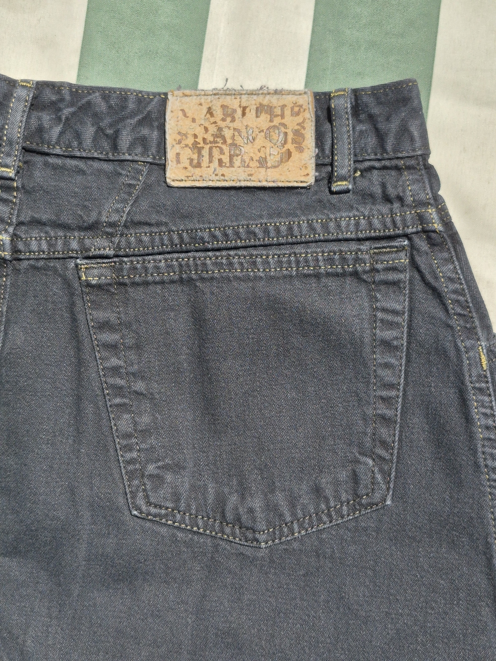 VINTAGE 90's MARITHE' FRANCOIS GIRBAUD BLK Denim Button-Front A-Line Skirt-9/10 - Picture 11 of 13